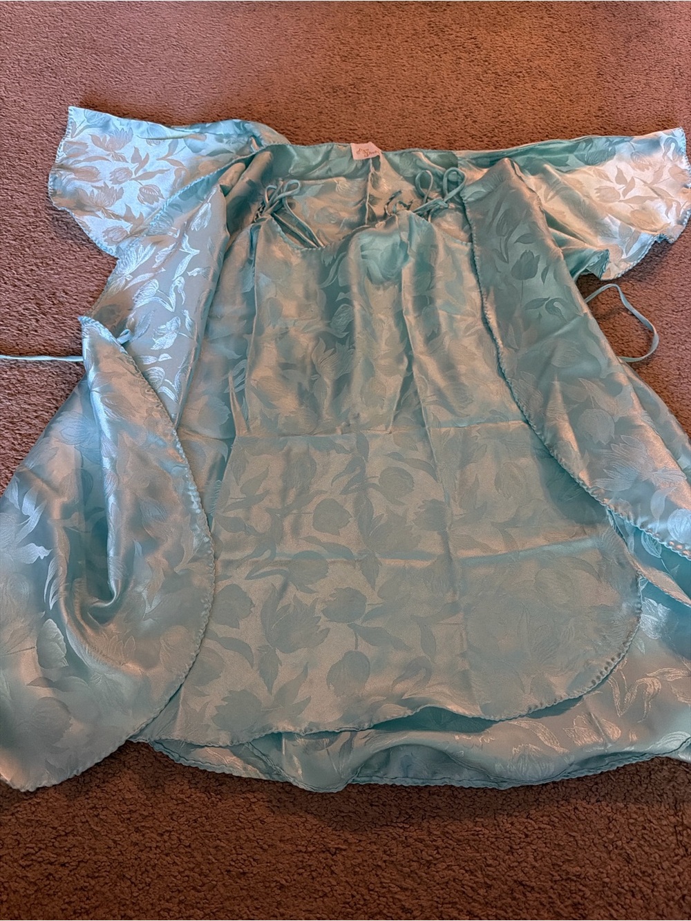 Silky Floral Jacquard Robe in Light Blue